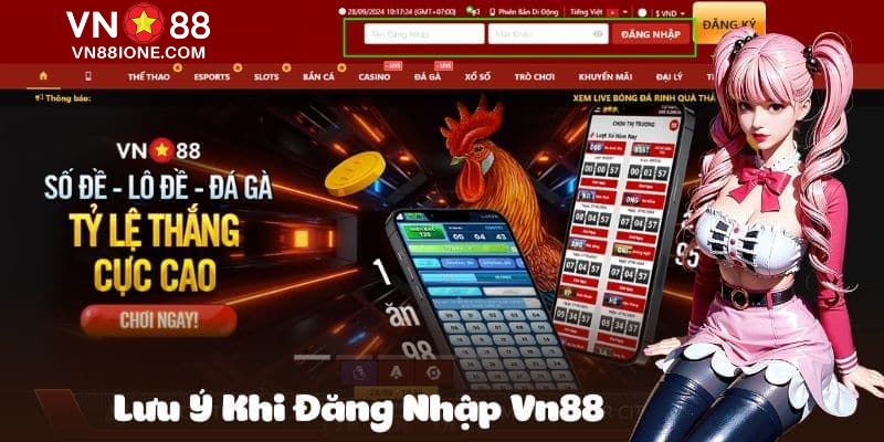 Lưu ý khi đăng nhập VN88